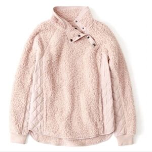 Abercombie & Fitch Asymmetric Sherpa Fleece Pullover Blush Pink Sz Medium